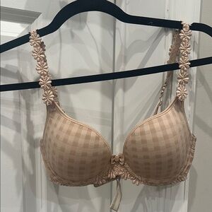 Elegant Tan Lace Trim Bra